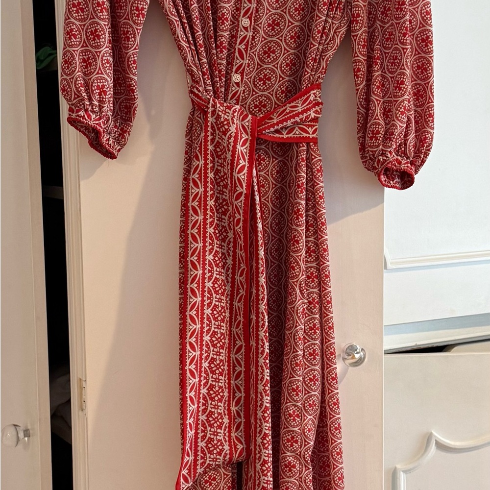 Max Studio Red and White Patterned Dress